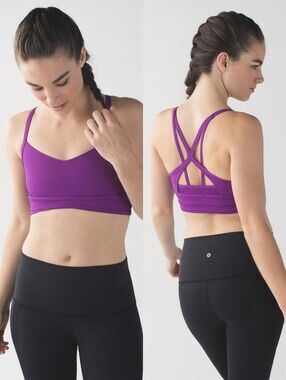 Lululemon Free Flow Bra Tender Violet Purple Strappy Sports Bra Size 4